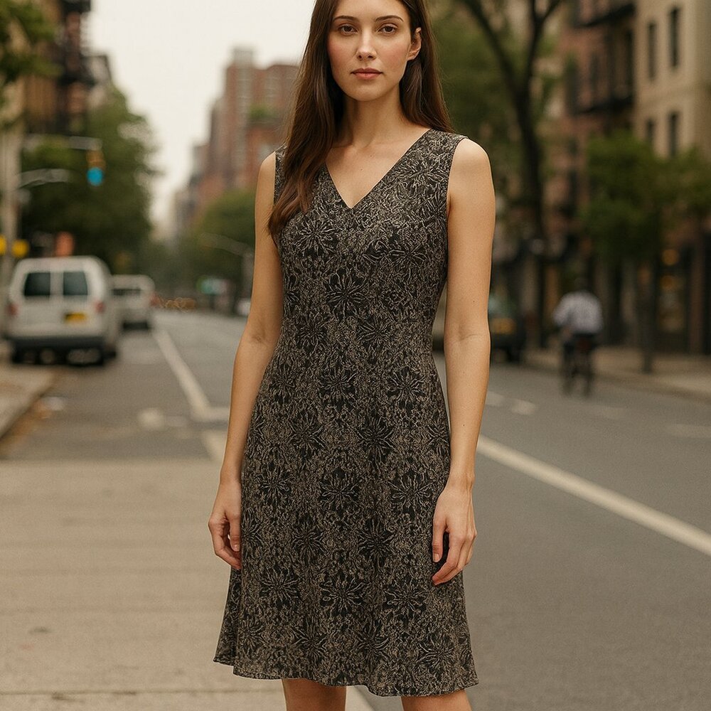 Ann Taylor Loft Size 6 Brown Floral Sheath Dress